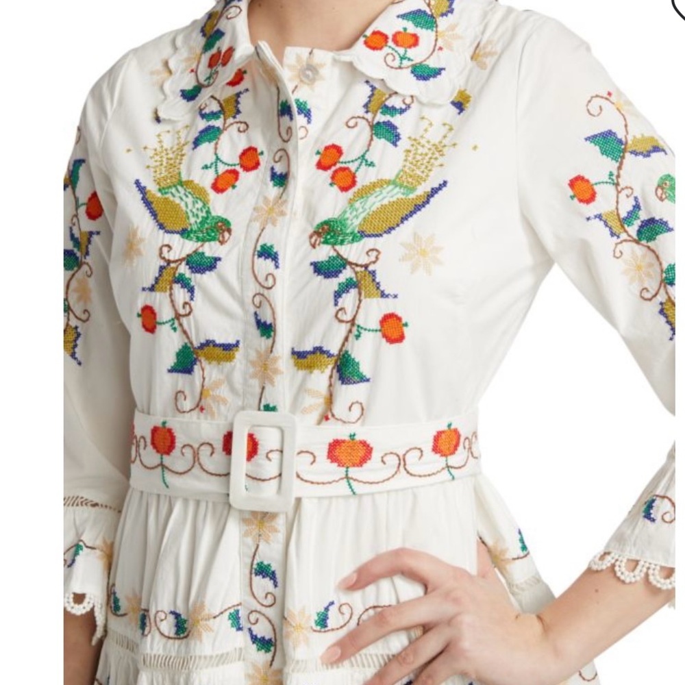 FARM Rio Pitanga White Embroidered Mini Dress Large - Picture 4 of 6